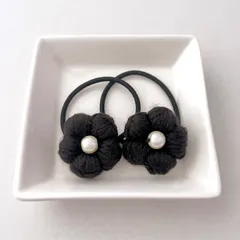 お花のヘアゴム 黒 《2個セット》ラプティフルール キッズ ベビー キッズヘアアクセサリー キッズアクセサリー ヘアゴム キッズヘアゴム ヘアアクセサリー ヘアアクセ 結婚式 入学式 卒業式 卒園式 発表会 ブラック 花 お花