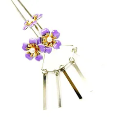 髪飾り 成人式 振袖 前撮り 袴 花 浴衣 夏祭り 花火大会 紫 シルバー 桜 さくら パール ビラ ビラ簪 かんざし キラキラ おしゃ No.9-4530