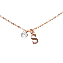 【ピンクゴールド × S】[Cream dot. クリームドット公式] ネックレス レディース イニシャル ジルコニア アジャスター 繊細 プチ シンプル 上品 ブランド アクセサリー プレゼント 大人 ショート 女性 