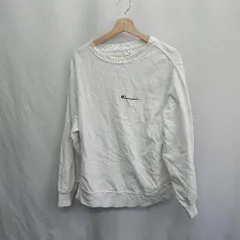 ◇ ⊇ Champion チャンピオン ロゴ刺繍 長袖 スウェットトレーナー サイズL ホワイト系 レディース メンズ E  【1411280029244】