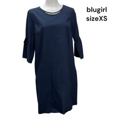 ◇ 美品 blugirl ブルーガール ワンピース シャツ 七分袖 膝丈 ネイビー 紺 サイズ XS レディース S5T094のサムネイル