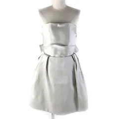 【ドンドン見直し】未使用品△LANVIN ランバン シルク混 バックリボン ベアトップ ノースリーブ ドレス ワンピース ライトグレー 38 フランス製 正規品 レディース オススメ◎ 定価711,700円