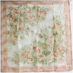 ルチアーノソプラーニ シルク スカーフ ホワイト ピンク 花柄 中古