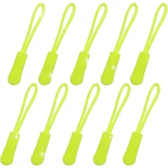 ジッパープル ファスナー チャック 【ネオンイエロー】 10本セット 蛍光 ジッパータブ 交換 引き手 取り付け簡単 つかみやすいZPR-004