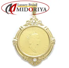 K24 1/2oz カナダ メープルリーフ コイントップ ダイヤモンド0.30ct 金貨 エリザベス ガラスケース入り K24ゴールドxK18YG イエローゴールド /79040【中古】【FJ】