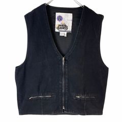 Umenコットンキャンバス地ジップアップベスト裏地付き黒ブラックフェードBIKEバイクモーターサイクルy2kレトロvintageヴィンテージ40711