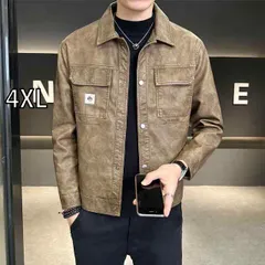 [4XL]秋冬 コーデ メンズ  服 シンプル ファッション オシャレ 大人 かっこいい 大きいサイズ ストリート 紳士服  エコ レザー ジャケット アウター スリム PU エコ レザー ハイエンド カジュアル ジャケット アウター 