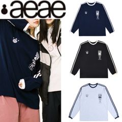 【 aeae 】ITZY yeji 着用 :) ATHLETE STRIPE  L/S エーイーエーイー ❤︎ イッチ イェジ オーバーサイズ tシャツ スウェット トレーナー 長袖 ロンT y2k ストリート レディース メンズ 韓国アイドル KPOP 韓国