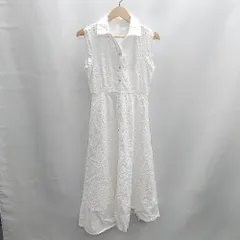 ◇ ⊂ tocco closet 花釦 フラワー コットンレース ノースリーブ ロング シャツワンピース サイズM ホワイト レディース E  【1501160044716】