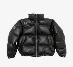 THUG CLUB(サグクラブ)ダウンジャケット M値下げ可 Thug Club】Leather Puffer Jacket ダウンジャケット (Thug Club