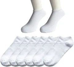 モードセレクト ソックス レディース くるぶし 靴下 ショート 綿混 薄手 春 夏 白 黒 無地 スニーカーソックス 6足セット 白色 C50(ホワイト,  23-25)