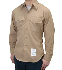 アメリカ海兵隊 USMC カーキ 長袖ドレスシャツ 新品 MC-LS-N-