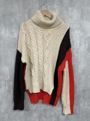ZARA ザラ 配色 タートルネック ニット セーター sizeM/ベージュ×赤×ブラウン ◆■ レディース