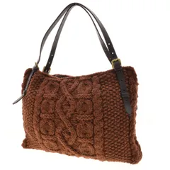 【TOPKAPI】レザーハンドル ケーブル編み ニットトートバッグ