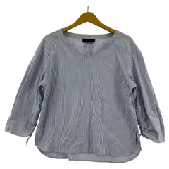 UNTITLED  アンタイトル 七分袖 ストライプブラウス size4/ブルー系