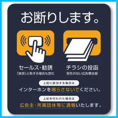 (84×90mm) インターホンサイズ ステッカー (ダークブルー／オレンジ) アイコン お断り チラシ 勧誘 STC-170 セールス Trading Isaac