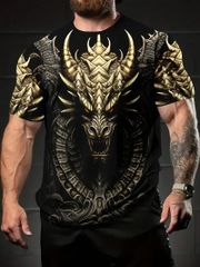 和柄 ドラゴン柄 半袖Tシャツ 265 黒黄 派手 ストリート ダンス HIPHOP B系 ヤクザ ヤンキー オラオラ系 悪羅悪羅 ホスト 服 メンズ ファッション