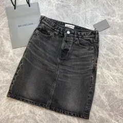 【未使用品】 21SS BALENCIAGA （バレンシアガ） ｻｲﾄﾞｼﾞｯﾌﾟ ﾃﾞﾆﾑｽｶｰﾄ #34 台形スカート ﾚﾃﾞｨｰｽ衣類 パンツ ダメージ加工 Black Gray グレー LJ12 657637 TBP47 1440のサムネイル