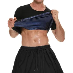 サウナスーツ メンズ 半袖 発汗 Tシャツ ランニング ジム 運動 インナー 洗濯可 ブルー 上下セット 4XL-5XL