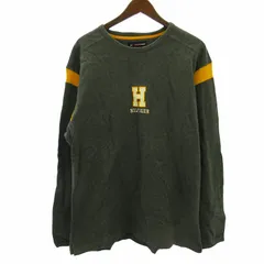 トミーヒルフィガー TOMMY HILFIGER アスレティックス ATHLETICS ヴィンテージ 長袖Tシャツ カットソー フロントワッペン ラグランスリーブ 海外正規品 グレー L ●ECO