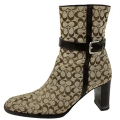 COACH バーガンディ レザーショートブーツ　馬車ロゴ COACH バーガンディ レザーショートブーツ 馬車ロゴ