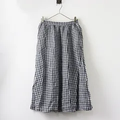 オンワード 23区 ニジュウサンク LIBECO ギンガムチェック リネンロングスカート 38 ブラック・ホワイト/麻素材【2400014463804】