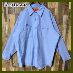 ワーク 刺繍 レッドキャップ ブルー L シャツ メンズ 古着 長袖