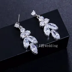 ブライダル キュービックジルコニア ピアス イヤリング シルバー