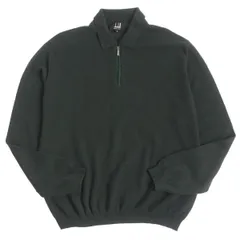 【ドンドン見直し】美品□dunhill/ダンヒル カシミヤ100％ 一部スウェード使い 長袖 ハーフジップニット/セーター グリーン L 伊製 正規品のサムネイル