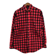 90年代 USA製 Eddie Bauer エディーバウアー 長袖シャツ アウトドア ブロックチェック レッド (メンズ MEDIUM) 中古 古着 R7341