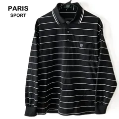【PARIS SPORT/パリススポーツ】長袖ポロシャツ GOLF ゴルフウェア ロングシャツ カジュアルシャツ ボーダー ロゴ刺繡 ブラック　黒（中古）のサムネイル