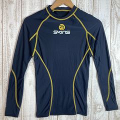【Men's S ブラック系】 Skins ( スキンズ ) コンプレッションアンダーシャツ ナイロン ウェア トップス インナー シャツ ロングスリーブTシャツ クルーネック 化繊 z00051874  化繊 ロングスリーブTシャツ クルー