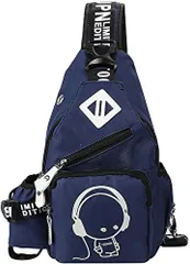 Edenショップ onecolor leaf ボディバッグ メンズ ワンショルダー レディース キッズ シンプル おしゃれ 斜め掛け 防水 多機能 リュック ランニング 旅行 登山(ブルー)