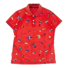 サイズ：L LE COQ GOLF ルコックゴルフ  半袖ポロシャツ 総柄 レッド系 [240101375088]# ゴルフウェア レディース ストスト