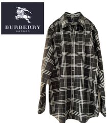 バーバリー ロンドン チェックシャツ サイズ L 黒 Burberry
