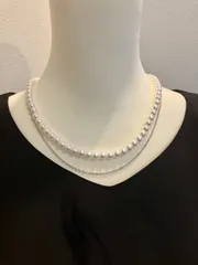 【未使用】フェイクパール チェーン 二連 ネックレス【フォーマル】