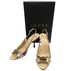 GUCCI グッチ レザー ホースビット ボタニカル柄 サンダル 138710 バックストラップ シューズ サイズ36.5