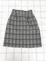 ◇ ⊇ KUMIKYOKU 組曲 ツイード 膝丈 台形 スカート サイズ1 ブラック系 マルチ レディース E  【1509100075004】