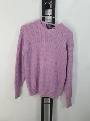 ポロ Ralph Lauren(ラルフローレン) ケーブル編み ニット セーター ラウンド コットン ケーブル 紫 s