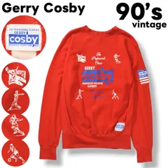 90s ヴィンテージ ジェリー コスビー Gerry Cosby ロゴ プリント デザイン リバースウィーブ タイプ スウェット トレーナー クルーネック 裏起毛 L相当 レッド  メンズのサムネイル