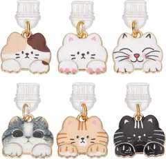 OLYCRAFT 6個 コネクタカバー Type-C キャップ USB チャーム 可愛い猫 PVCキャップ カラフル かわいい 防塵プラグ 携帯Type C充電穴キャップ ペンダント 保護 防塵カバー スマートフォン用