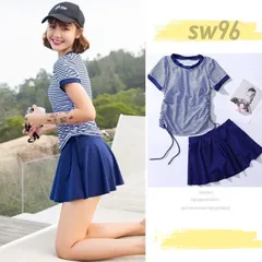 水着 レディース 大きめ L 体型カバー ぽっちゃり ママ水着 2点セット スイムウェア プール 温泉 20代 30代 40代 女子 ボーダー 半袖 タンキニ ショートパンツ フィットネス スポーツ セパレート中学生 高校生 ビーチ プール ジム リゾート