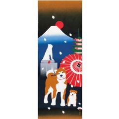 絵手ぬぐい 【秋田犬ハチ】濱文様 犬好き ウォールデコ 玄関 インテリア壁飾り 富士山 五重塔 唐傘 桜吹雪 新品未使用品
