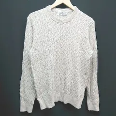 ◇ GLOBAL WORK ケーブル編み ラウンドネック 冬物 シンプル 長袖 セーター サイズＭ ベージュ レディース E  【1305150000054】