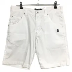 ★特価★ラフアンドスウェル ハーフパンツ 白 ロゴ刺しゅう 裏地メッシュ  メンズ M ゴルフウェア rough＆swell