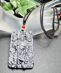 テラヘルツ関羽様彫りペンダント紐ネックレス