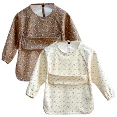 新品 [GoUseGo] お食事エプロン ベビー 長袖 離乳食エプロン 2枚セット 防水 食事用エプロン 防水 赤ちゃん 食事スタイ 女の子 男の子 幼児用 エプロン 1歳 2歳 3歳 4歳 5歳 6歳 スモック 子供 キッズ 保育園 幼稚園用