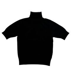Rene ルネ ハイネック半袖ニット 黒 トップス カシミヤ レディース サイズ9 Mサイズ