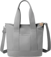 Lanikai Blue トートバッグ 斜めがけ メンズ レディース A4 ノートPC 大容量 キャンバス ショルダーバッグ 軽量 マザーズバッグ スクールバッグ(グレー)