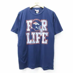 L/古着 ジャンクフード 半袖 ビンテージ Tシャツ メンズ 00s NFL デンバーブロンコス コットン クルーネック 紺 ネイビー アメフト スーパ